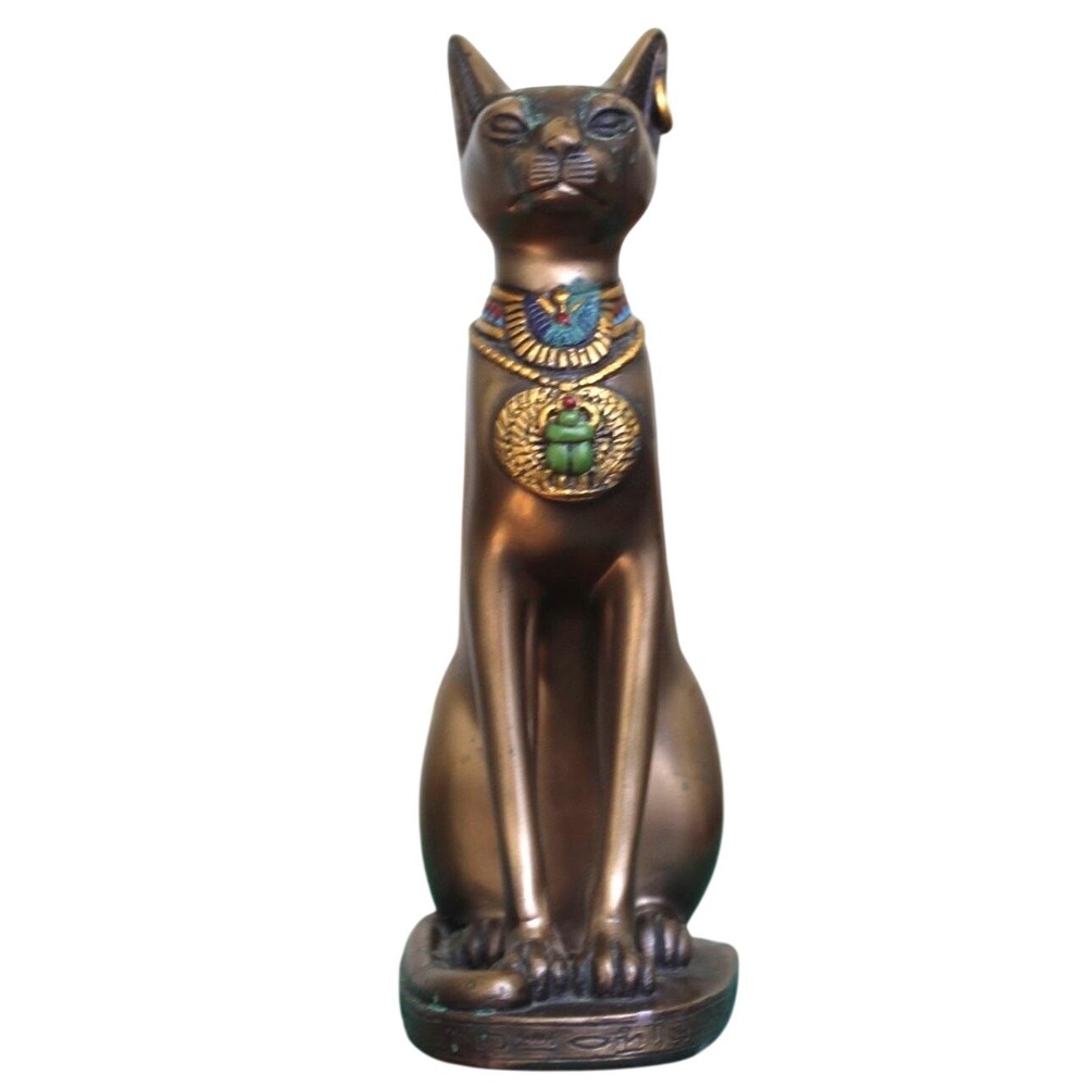 Veronese Egyptian Bastet Cat Goddess Statue Bronze Finish Scarab Amulet 5.5 Inch - Picture 5 of 11